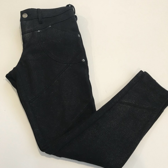 Free People Pants - Free people black metallic silver skinny low rise